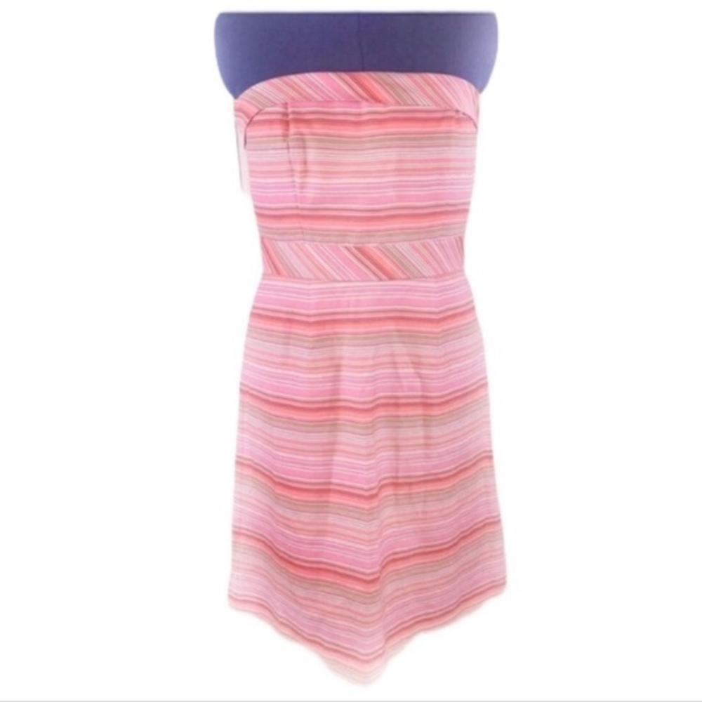 Donna Ricco 12 retro strapless coral/white stripe 
Cotton blend A line‎ dress